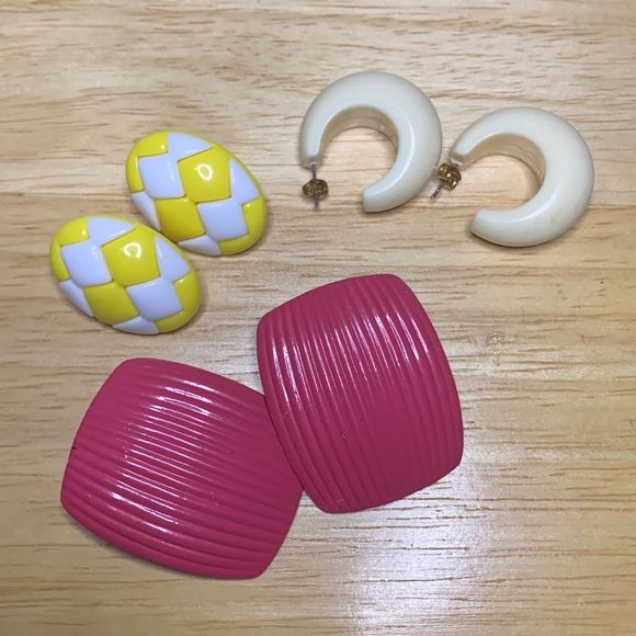 Vintage Earring Bundle Three Pair Lot Maximalism Dopamine